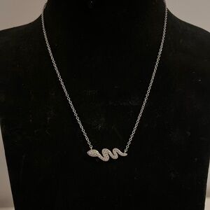 NWT Diamond Pave Snake Wave Pendant Necklace
